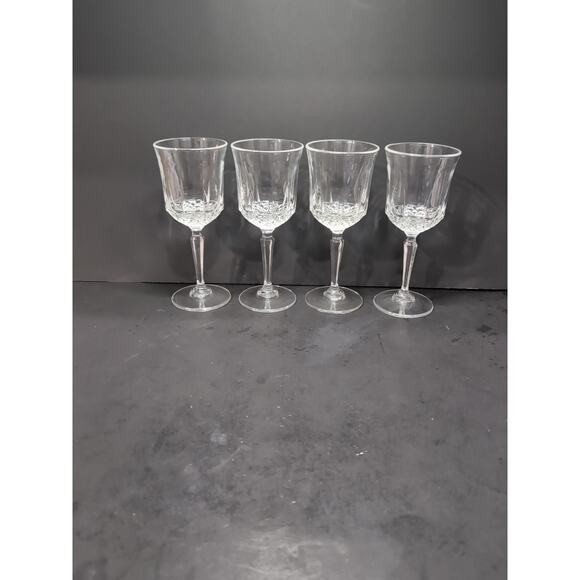 Cristal d'Arques Wine Glasses, 6.75" Longchamp , Vintage Glass Set of 4, Crystal - Picture 4 of 9